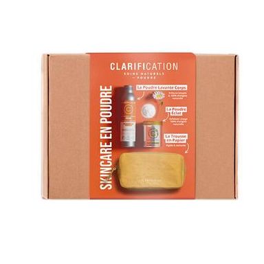 Clarification Coffret Skincare en Poudre - Poudre lavante, Exfoliant et Trousse, 2 pièces