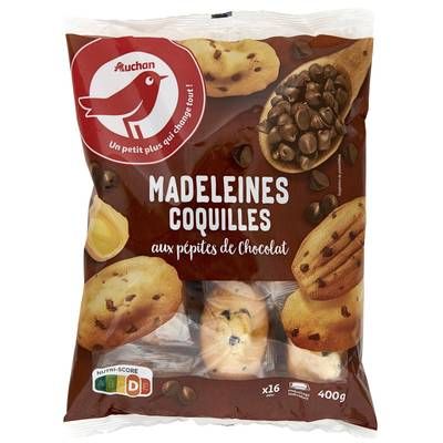 Auchan Madeleines coquilles aux pépites de chocolat, 400g