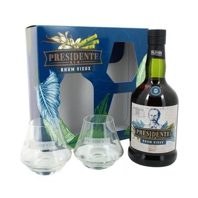 Presidente Marti Rhum vieux anejo 40° coffret avec 2 verres, 70cl