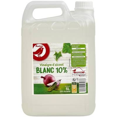 Auchan Vinaigre d'Alcool blanc 10% d'Acidité en bidon, 5L