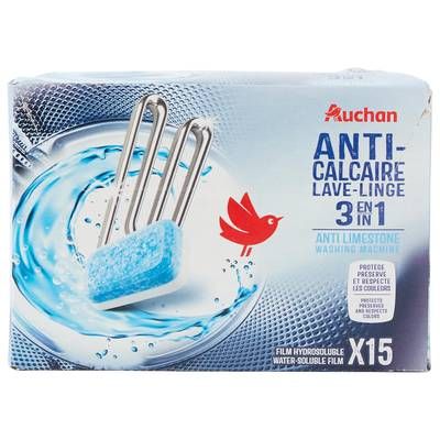 Auchan Tablettes anti calcaire pour lave linge, 15 tablettes