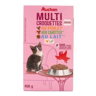 Auchan Croquettes poulet carottes et lait pour chaton, 400g