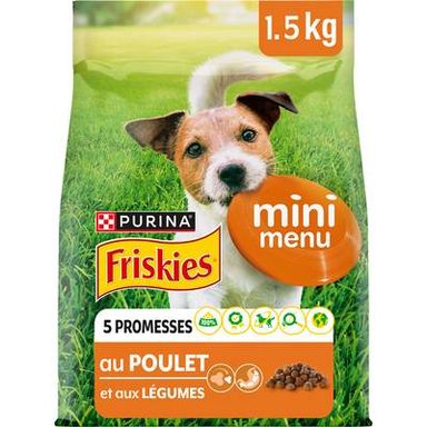 Purina - Friskies Croquettes Poulet Légumes pour petit chien adulte, 1,5kg