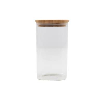 Point virgule Bocal en verre avec couvercle en bambou, 1L