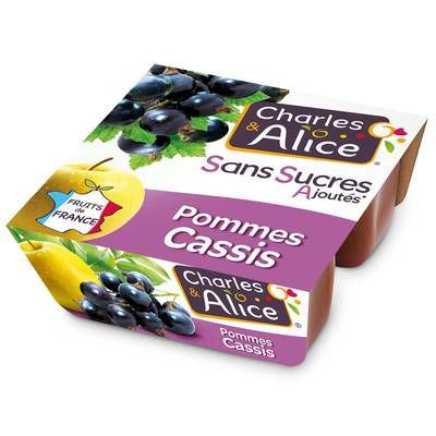 Charles et Alice Pomme Cassis Sans Sucre Ajouté, 4x97g