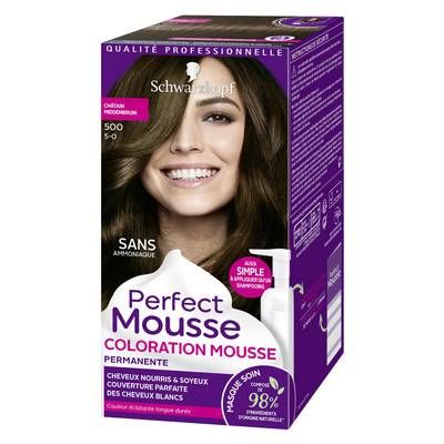 Perfect Mousse Coloration Mousse Permanente châtain 500, 92,5ml