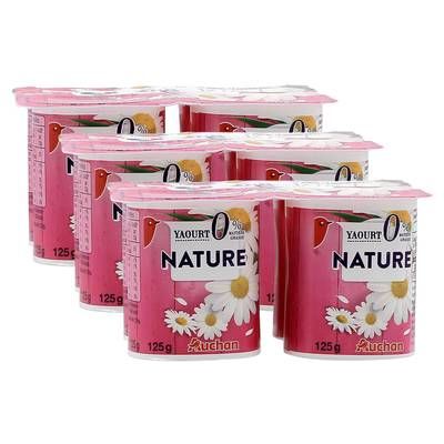Auchan Yaourt nature 0%, Lot de 3 - 4x125g
