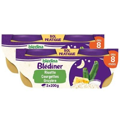 Blédina - Blédîner Risotto Courgettes Gruyère Bol Bébé Dès 8 mois, Lot de 2 - 2x200g