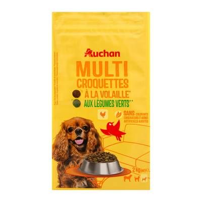 Auchan Croquettes volaille et légumes verts pour petit chien, 2kg
