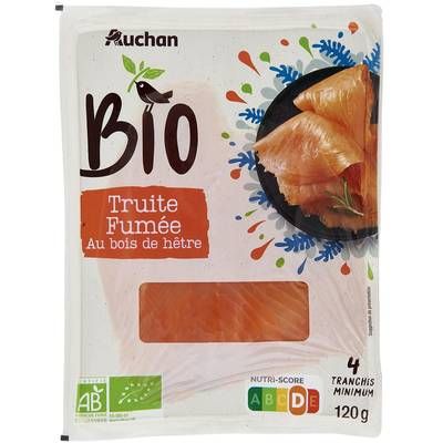 Auchan BIO Truite Fumée Bio, 4 tranches - 120g