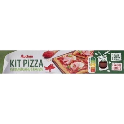 Auchan Kit pour Pizza Rectangulaire et Epaisse et sa Sauce Tomate, 600g
