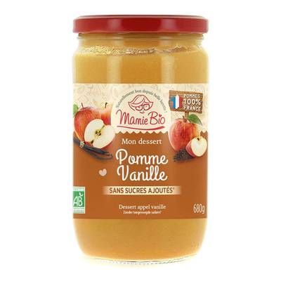 Mamie Bio Purée de pomme vanille bio, sans sucres ajoutés, 680g
