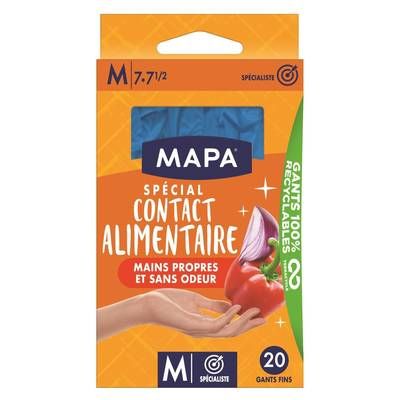 Mapa Gants fins pour contact alimentaire, 20 gants - Taille M