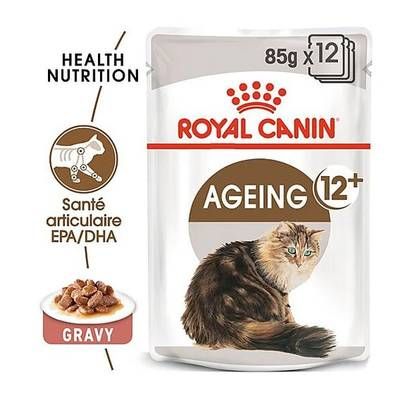 Royal Canin Sachets en Sauce Ageing 12+ Stimulation de l'appétit pour Chat Senior, 12x85g
