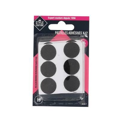 Style couture Pastilles adhésives Velcro® noires, 6 pastilles