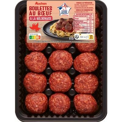 Auchan Boulettes au Boeuf à la Bolognaise, 15x25g