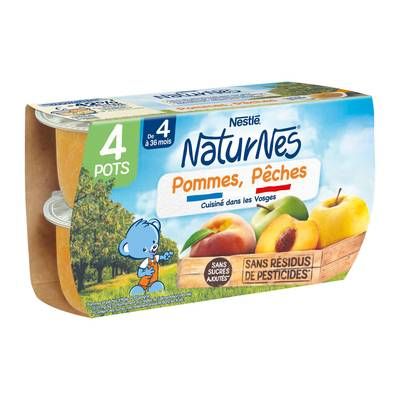 Nestlé - Naturnes Pomme pêche Bol Bébé Dès 4 mois, 4x130g