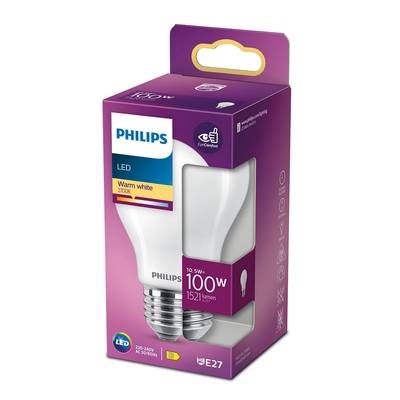 Philips Ampoule E27- 10,5W LED Classique Dépolie Blanc Chaud, E27  100W