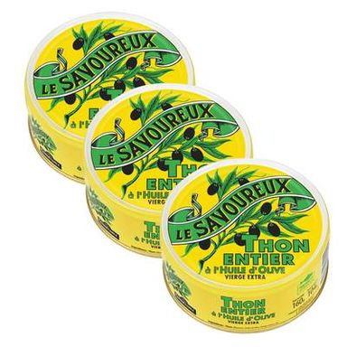 Le Savoureux Thon Entier à l'Huile d'Olive Vierge Extra, Lot de 3x160g
