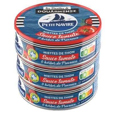 Petit Navire Miettes de thon sauce tomate et Herbes de Provence, 3x52g