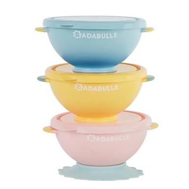 Badabulle Bols anti-dérapants Rose bleu jaune, 3 pièces
