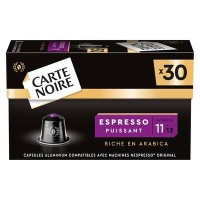 Carte Noire Café Capsules Nespresso Espresso Puissant n°11, 30 capsules