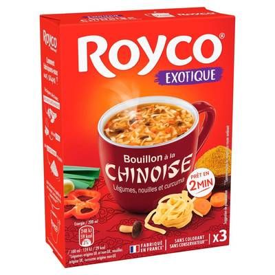 Royco Bouillon à la chinoise- Légumes, Nouilles chinoise et curcuma - 3 sachets instantanée, 47.7g