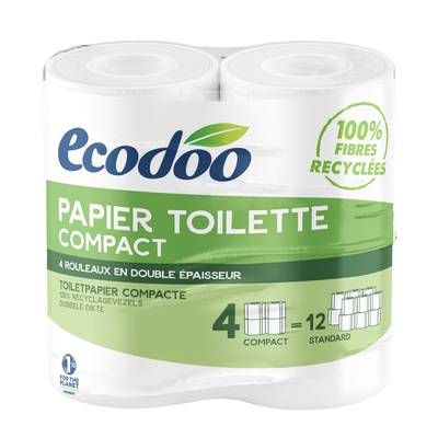 Ecodoo Papier toilette 100% fibres recyclées, 4 rouleaux