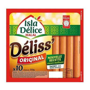 Isla Délice SaucissDélices fumées - Halal, 10 saucisses - 350g