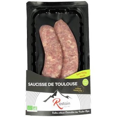 Rostain Saucisses de Toulouse Bio Sans Nitrite Ajouté, 2x110g