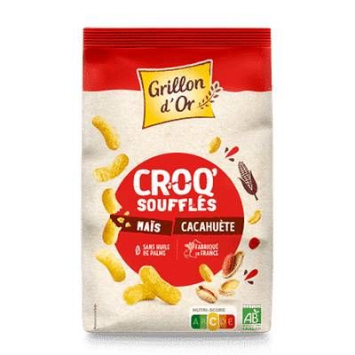 Grillon Or Croq' Souffles Maïs Cacahuetes Bio, 90g