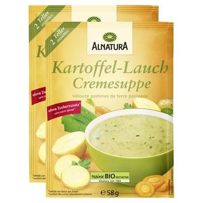 Alnatura Velouté pommes terre poireau bio, Lot de 2x58g