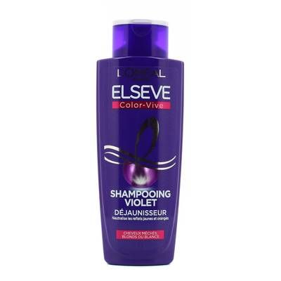 Elsève Shampooing déjaunisseur color vive pour cheveux méchés, blonds ou blancs, 200ml