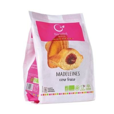 Bio Soleil Madeleine coeur fraise bio x8, 200g