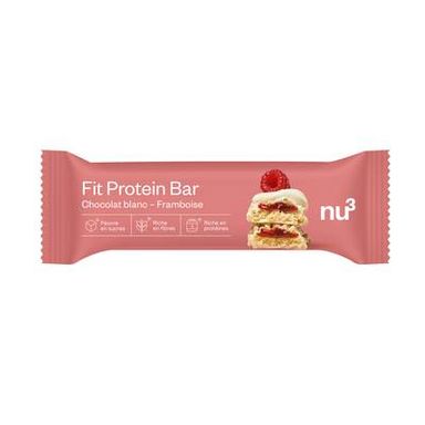 NU3 Barre Protéinée Chocolat Blanc Framboise- Fit Protein Bar, 55g