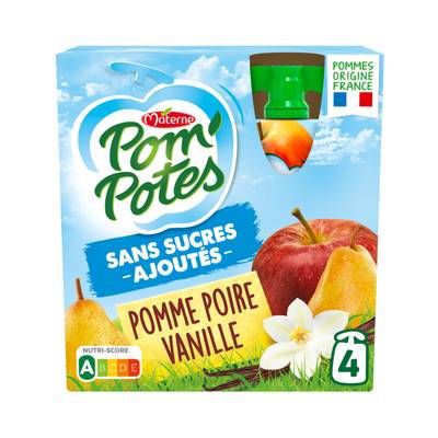 Pom Potes Pomme Poire Vanille, 4 gourdes de 90g