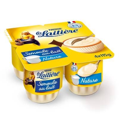 La laitière Semoule au lait nature, 4x115g