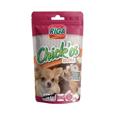 Riga Chick'Os Bone au poulet - Friandise Récompense pour chien, 80g