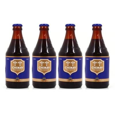 Chimay bleue Bière Trappiste ambrée 9°, Lot de 4x33cl