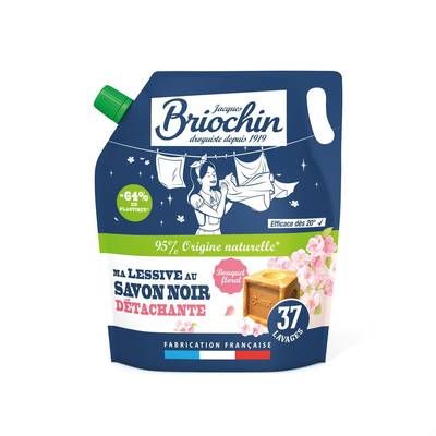 Briochin Lessive au Savon Noir Détachante, Recharge, 1,7L