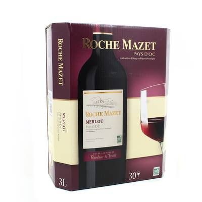 Vin de pays d'Oc rouge IGP La Roche Mazet Merlot, 3L