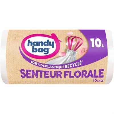 Handy Bag Sac poubelle pour salle de bain 10L avec senteur florale, 15 sacs poubelles
