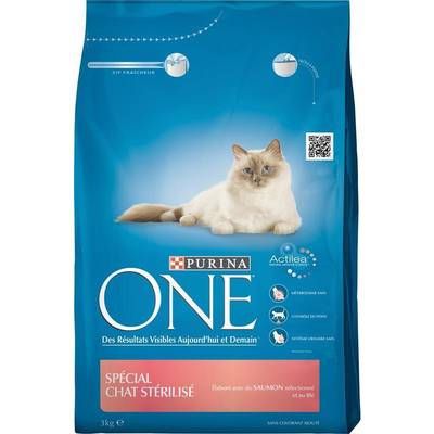 Purina - One Croquettes Saumon pour chat adulte stérilisé, 3kg