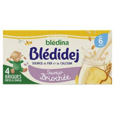 Blédina - Blédi'dej Céréales Lactées saveur briochée Brique Bébé Dès 6 mois, 4x25cl