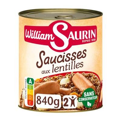 William Saurin Saucisses aux Lentilles, 840g
