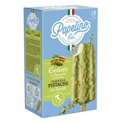 Popelino Glace aux pistaches de Sicile, 4 bâtonnets - 312g