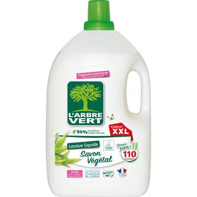 L'arbre Vert Lessive hypoallergénique au savon végétal, 4,95L