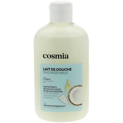 COSMIA Lait de douche aux extraits de noix de coco et de lait d'Avoine, 250ml