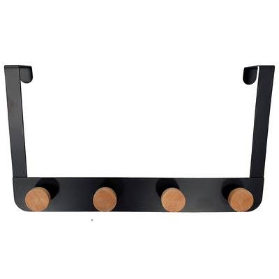 Arvix Patère de porte 4 têtes - Noir et bois, 1 pièce