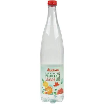 Auchan Eau minérale pétillante saveur agrumes sans sucres, 1L
